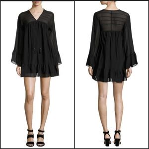 Rachel Zoe 100% silk "Anita bell sleeve" black dress from Revolve /Neiman marcus